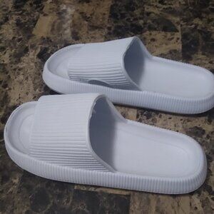 Rubber Slide Sandals - Size 9-10 - Light Blue